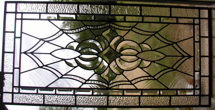 Custom stained glass entryway panel — Hutchinson residence