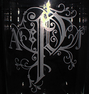 wedding center pieces etch close up — etched