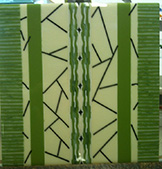 green pattern bar bowl fired — fused